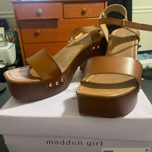 Madden Girl Tan Platform Sandals